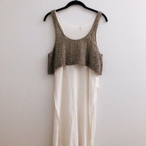 Free People Crochet Linen Double Layer Tank